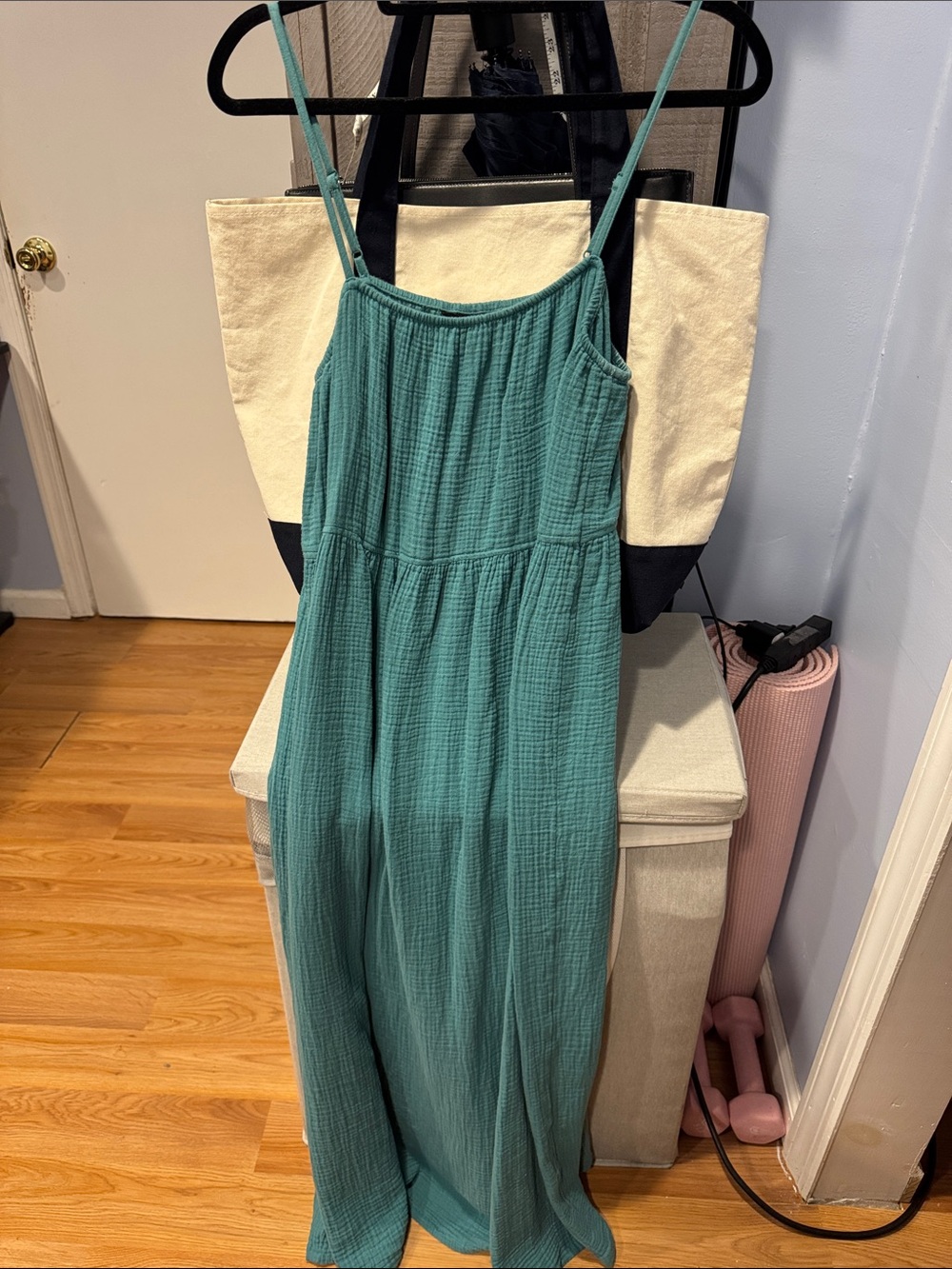 Eddie Bauer Teal Spaghetti-Strap Maxi Dress